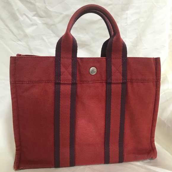 Hermès Vintage Fourre Tout PM Bag Red & Cranberry - Picture 1 of 8